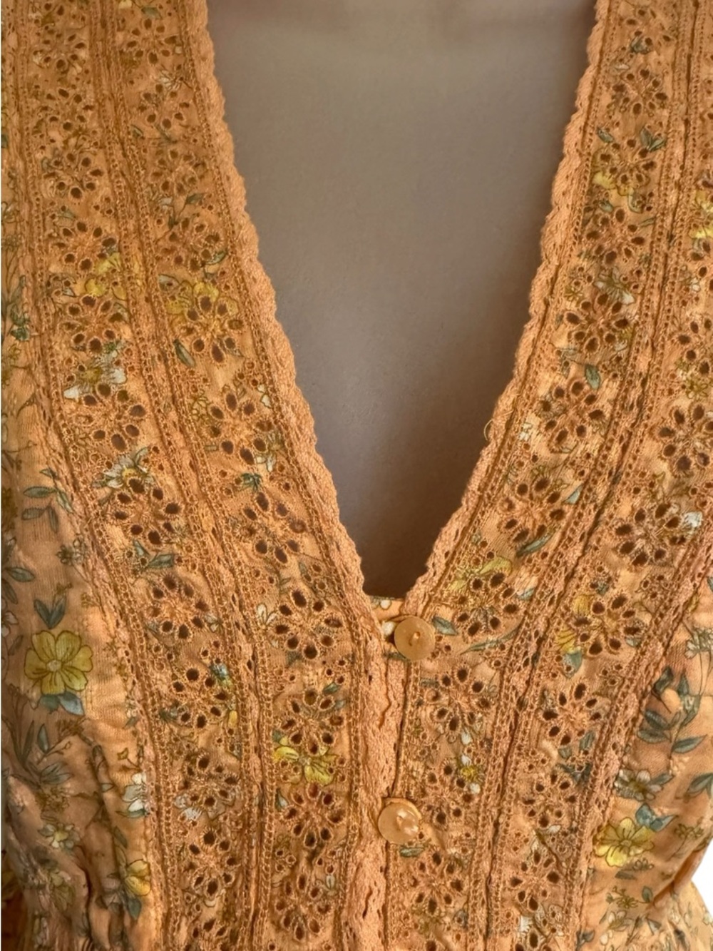 American Eagle Outfitters Floral Lace-Trim Peplum Top XSMALL #B - Picture 2 of 7